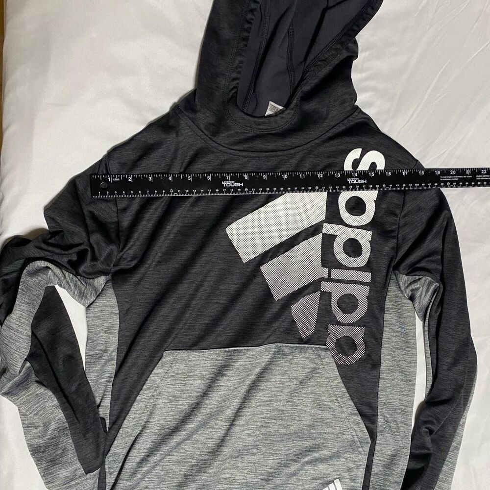 Adidas Men's Grey and Black Hoodie